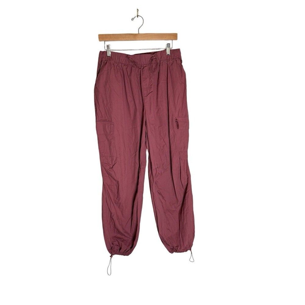 Rachel Paige Pink Cotton Cargo Pants Drawstring Waist Size L - XL *Flaws*